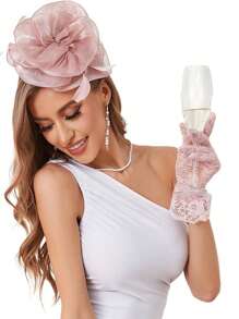 带面纱羽毛头饰的迷人帽子，适合茶会、新娘婚礼面纱、鸡尾酒会、母亲节、万圣节、圣诞节、生日派对、订婚、周年纪念和日常穿着 - 彩色 - 查看 4