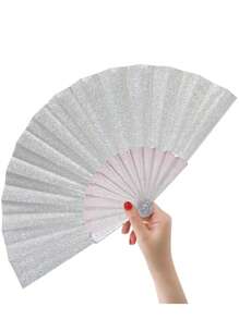 9英寸透明手持风扇，适用于婚礼、节日、舞蹈、派对、舞会、俱乐部、电子舞曲等场合。 - 彩色 - 查看 3