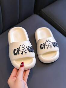 Pantuflas tipo slip-on con diseño de nube para niños, patrón blanco lindo, suela antideslizante suave y liviana, sandalias casuales de moda unisex para interiores/exteriores para niños pequeños y niños