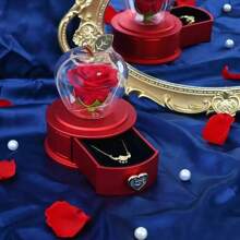 1 pieza Caja de regalo con flor de rosa, caja de embalaje para joyas como anillos, aretes, collares, adecuada para compromiso, propuesta, Día de la Madre, Día de San Valentín