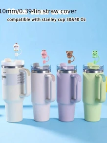杯子吸管套，动物造型吸管装饰，硅胶材质，适用于30盎司和40盎司带把手的杯子，10毫米/0.4英寸防尘可重复使用吸管套，圣诞节礼物，万圣节礼物（由于批次不同，布料套、伞骨颜色、英文图案设计、纽扣形状和伞骨颜色均为随机搭配。由此造成的不便，敬请谅解。） - 彩色 - 查看 8