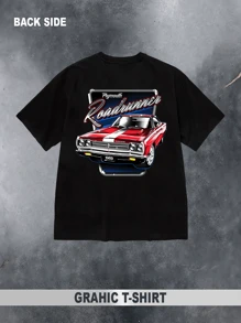 100% Cotton Short - Sleeve T - Shirt With Plymouth Roadrunner Car Prints, Unisex, Multiple Sizes, Stylish & Comfortable