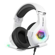 White Gaming Headset, Surround Stereo Gaming Headphones With Noise Cancelling Mic, LED Lights & Soft Memory Earmuffs For Computer Games - Multicolor - View 1