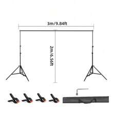 2x2M/ 2x3M Heavy Duty Photography Studio Backdrop Stand Quick Release Screen Background Support Kit Metal Stable - Black - View 9