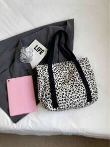 Fashionable Solid Color Tote Bag, Casual Simple Texture Contrast Color Large Shoulder Bag, Tote Bags For Students, Multiple Compartments, Perfect For Beach, School, Work & Daily Use, Artistic Style School Bag & Bookbag For Women Or Students, Perfect For Books, Shopping, Back To School And More