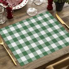 4pcs/Set Black & White Checkered Striped Placemats, Minimalist Brown, Blue, Purple, Pink, Green, Red Checkerboard Table Mats, Morandi Colors Linen Dining Placemats, For Kitchen, Home, Party, Tabletop Decor, 12x16.5 Inch - Multicolor - View 19