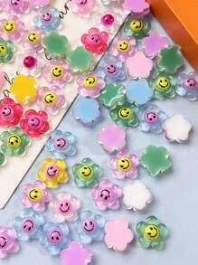 50pcs/Pack Multi-Color Resin Flower Nail Art Stickers, Blooming Sunflower, Transparent Petals, Japanese Wedding Design, Women's Nail Art DIY, Nail Art Decorations, Nail Art Supplies, Nail Jewelry Nails - Multicolor - View 3