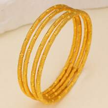 4pcs Luxury 18K Gold Plated Copper Bracelets For Women, Suitable For Party, Gift And Everyday Wear