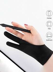 1 Painting Double Finger Anti Touch Painting Glove, Used For Drawing Left And Right Gloves Of Tablet Computers, Used For Classroom Outdoor, Party Painting Paint Without Touching Hands,Back To School,School Supplies - Multicolor - View 6