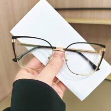 1 件装 女士超大高品质猫眼变色眼镜 彩色金属框架 时尚户外装饰眼镜 粉色 - 無色 - 查看 11