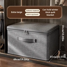 1pc Cationic Drawer Style Storage Box, Large & Small Size, Thick With Lid, Foldable Storage Container For Clothes Closet, Multi-Size Available - Light Grey - View 17