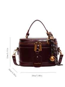 Bolso de mano impermeable de diseño de payaso clásico, juego de caja y bolso, color burdeos, con decoración de colgante, correa ajustable para viajes y compras - Burdeos - Ver 9