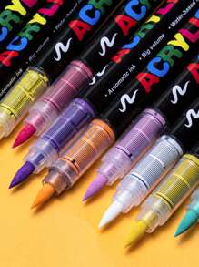 GuangNa 24 لون/24 قطعة قلم تحديد أكريليك أنيق بتصميم فوهة ناعمة شخصية، قلم حبر ملون للخط الجميل والرسم والتلوين، قلم مائي أساسي - لوازم مدرسية - متعدد الألوان - مشاهدة 11