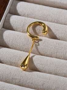 1pc Minimalist Water Drop Clip-On Earrings, Elegant Classic Design, Suitable For Women