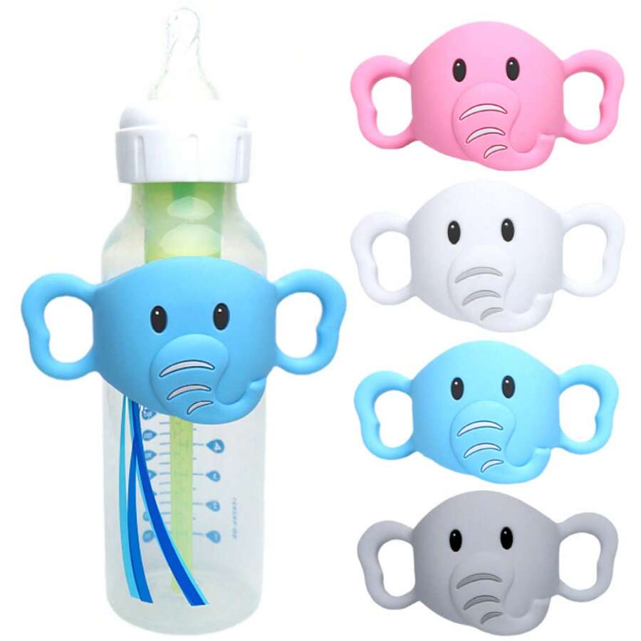 1pc Baby Silicone Elephant Bottle Holder, Daily Use Bottle Accessory, Soft Elastic Silicone Cover, Fits For Pigeon And Dr. Brown's Bottles, And Other 5.5cm ~ 6.5cm Wide Bottles And Cups