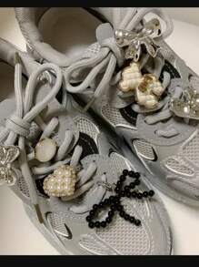 7pcs/Set Bow Heart Bear Resin Fashion Shoe Charms, Suitable For Sneakers, Casual Shoes, Boots