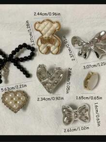 7pcs/Set Bow Heart Bear Resin Fashion Shoe Charms, Suitable For Sneakers, Casual Shoes, Boots