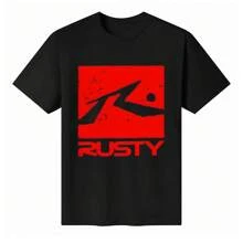 Unisex Funny Round Neck 100% Cotton Black Funny Round Neck 100% "Rusty Brand Red - Logo" T - Shirt - màu đen - Xem 7