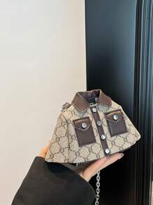 1pc Fashion Design, Comfortable Strap, Quality Fabric, Elegant MINI New Product, Vintage Color Matching, Fashionable, Personal, Contrast Color, Popular, Stylish, Texture, Versatile, Funny, Creative Dress Bag With Chain, Niche