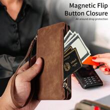 1pc Vintage Flip Wallet Case With Card Slots & Wrist Strap For IPhone 17 Pro Max/17 Pro/Air/17, A16 Series