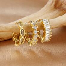 3 szt. 18-karatowe pozłacane błyszczące cyrkonie kolczyki koła zestaw dla kobiet biżuteria vintage, odpowiednie na imprezę, święta, randkę lub wesele