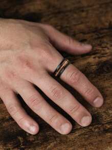 1 Pc Vintage Men Stainless Steel Rings Fashion 8mm Black Brushed Deer Antler And Koa Wood Rings For Men Wedding Band Jewelry Accessories