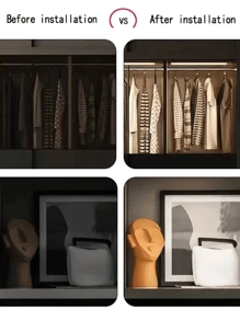 1 件 4 英寸/8 英寸/12 英寸/20 英寸 PC 橱柜下灯,现代磁性 USB LED 壁橱灯,适用于衣柜,LED 智能运动传感器夜灯,适用于橱柜、柜台、壁橱照明,可充电电池供电壁橱灯,适用于橱柜、壁橱、楼梯、走廊、架子 - 彩色 - 查看 6