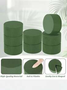 MEHELANY 10/6/2pcs Round Floral Oasis, 3.15 Inch Round Floral Oasis, Green Floral Oasis, Mini Green Round Floral Oasis, Wet Floral Oasis Round Arrangement Set, Suitable For DIY Flower Arranging, Applicable For Wedding And Holiday Party Decor, Best Gift For DIY Projects, Birthday, Valentine's Day, Mother's Day - Green - View 3