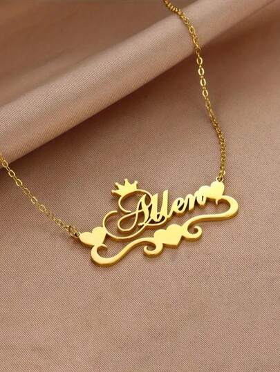 Personalized Name Necklace, Customized Stainless Steel Pendant, Fashionable Adult Jewelry (For Ages 15+), Ideal Gift For Couples And Weddings, Multi-Functional, Decorative, Letter Design, Modern And Fashionable, Colorful And Charming, Casual And Versatile, Customizable, Personalized, Unique, Ideal Gift For Him, Ideal Gift For Her,Rave Accessories