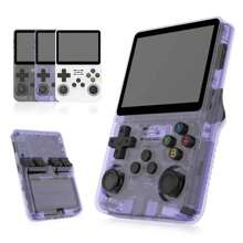 Retro Handheld Game Console R36S - Upgraded 3.5" Clear Screen, USB Charging, Headphone Jack, Dual-Core GPU, 3500mAh Battery, ABS Material - Perfect Valentine's Day & Easter Gift For Gamers, White/Purple/Black