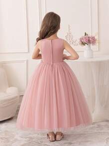 Tween Girl Pink Birthday Party Long Tutu Dress, Bridesmaid Wedding Flower Girl Gown - Hồng - Xem 7
