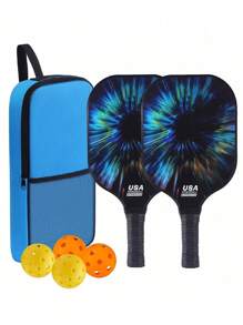 1 Set 2 Racchette 4 Palline con Custodia, Set di Racchette da Pickleball in Fibra di Carbonio, Vetroresina e Grafite Approvato USAPA per Sport all'Aperto e al Chiuso