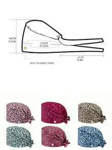 1pc Women's Colorful Leopard Print Work Hat/Nurse Cap, Featuring Drawstring Design, Side Mask Strap Hooks, Suitable For Doctors, Nurses, And All Hospital, Beauty Salon, Veterinary Workers - Multicolor - View 3