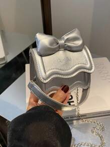 1pc Mini Girl Messenger Bag, Bow Bag, Bag Net Celebrity New Messenger Bag Cute Bow Shoulder Bag Versatile Princess Coin Purse, Childlike Cute, Daily Matching, Suitable For Shopping, Travel Daily Use.