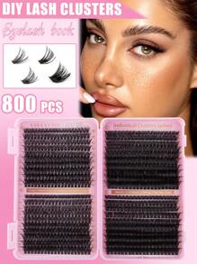640800PCS D Curl Single Eyelash Bundle Large Capacity 30D+40D+60D+80D 9-16mm DIY Eyelash Bundle Natural Look & Ultra Thick & Slim & Ultra Soft & Ultra Light Reusable Personal Split False Eyelashes Eyelash Extension Kit With Makeup Tools 2 Mascara Brushes For Beginners To Use At Home Or In Everyday Life & Weddings & Dates & Parties & Music Festivals & Halloween & Happy Christmas