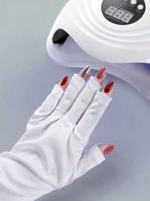 قفازات UV أظافر مع مصباح UV، قفازات جل للأظافر، قفازات نصف الأصابع مرنة، قفازات وقاية الأصابع البرة الصيفية من أشعة UV للبنات