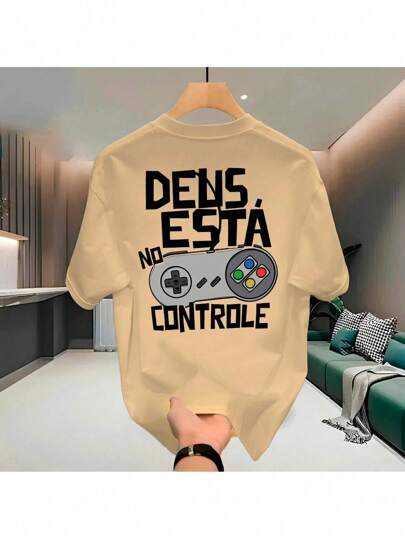 Camiseta Streetwear Masculina 100% Algodão Estampada Deus no Controle Camisa Unissex Premium