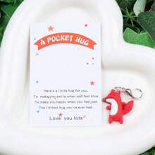 1st/2st Inspirerende Fox Hanger Sleutelhanger, Pocket Hug Card, Modieuze Dieren Thema Hanger, Stijlvol Cadeau Voor Beste Vriend, Verjaardag, Bruiloft, Kerstmis, Kleine Zakelijke Positieve Token, Feest Gunst