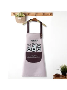 Fartuch kuchenny z regulowanymi sznurowadłami, olejoodporny i przeciwporostowy, kreskówkowy, uroczy, domowy fartuch w nowym stylu do gotowania w kuchni, wodoodporny i olejoodporny kombinezon, prace domowe w stylu japońskim, zmywalny fartuch kuchenny, kuchenny, domowy, poliestrowy, wodoodporny i olejoodporny fartuch ogrodniczki, ubrania robocze dla dorosłych, wodoodporny i olejoodporny fartuch dla kobiet, koreański, modny, domowy fartuch kuchenny, nowe ubrania robocze dla dorosłych w kuchni i gospodarstwie domowym