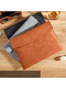 1pc Minimalist A4 Leather Document Organizer, Fashion File Folder, Waterproof Storage Box, Office Supplies Pouch, Portable Business File Holder For Books And Office Items