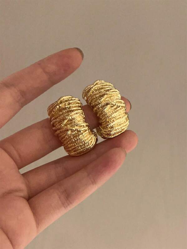 1 paio di orecchini da donna con borchie geometriche metalliche, gioielli robusti per feste e viaggi