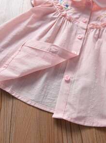 Young Girls New Short Sleeve Blouse, Summer - Pink - View 6