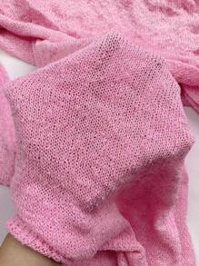 Women's Summer Beach Vacation Solid Color Off-Shoulder Hollow Sheer Long Sleeve Dress