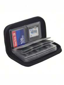 1 pièce Sac de rangement multifonction en PVC pour cartes mémoire, appareil photo, cartes CF, cartes SD