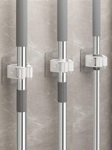 1/2/4/6/8pcs, Mop Holder, Mop Hook, Mop Clip, Wall Mounted Mop And Broom Storage Clip, Mop Hanging Rack, Multifunctional Tools Storage Clip For Bathroom Kitchen Garden, Cleaning Accessories, Household Gadgets No-Drill