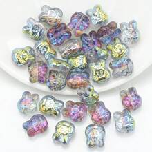 30 piezas/Paquete Cuentas con cabeza de conejo de vidrio enchapado de 10*12mm con agujero, material de manualidades para pendientes/collares/encantos/llaveros/cadenas de teléfono
