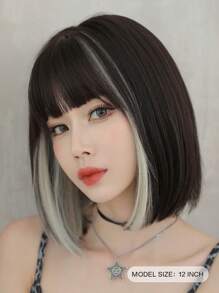 NAMM 12-Inch Short Ombre Golden Halloween Wig, Women Short Straight Hair With Bangs, Heat-Resistant Fiber Full Curl Bob Wig, Suitable For Daily Wear - Cosplay Wig - Sakura Celebrations Charming Party Street Style Photography - Girl Gift Wig Accessory