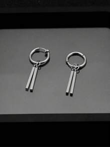 1 pieza, pendientes minimalistas de barras paralelas, aro pequeño y caída corta, para hombres y mujeres, niños y niñas, de acero inoxidable 316L, Charm, bisagra abrazadera, cartílago espiral, hipoalergénicos, moda, personalizado, punk, línea geométrica, barra colgante, regalos