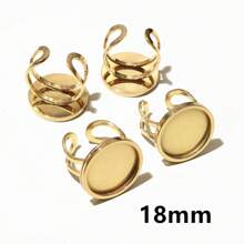 2pcs Stainless Steel DIY Ring Blank Base Setting Fits 10-25mm Round/Oval/Square Cabochons Rings Bezel Tray DIY Jewelry Making Accessories Findings - Ring Base - View 21