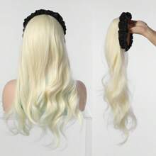 24inch Long Body Wave Curly Hairpiece With Removable Solid Ruched Headband Wig Women's Synthetic Cover Wig - Multicolor - View 14